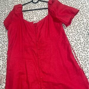 Abercrombie & Fitch Vibrant Linen Red Dress